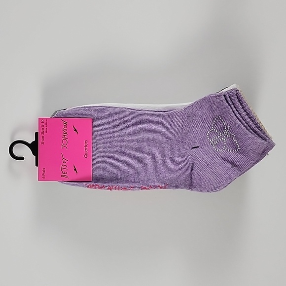 Betsey Johnson Quarters Ankle Socks Rhinestone Multi Colour 6 Pairs Size 5-10 - Picture 1 of 10